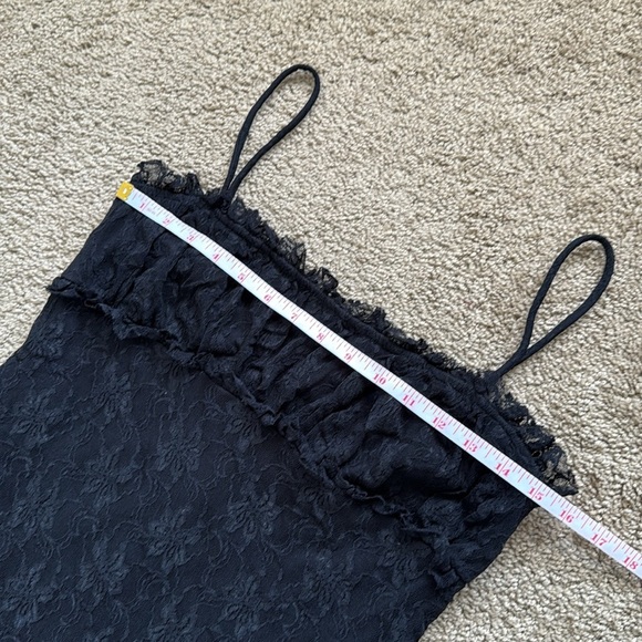 Vintage 90s Y2K Black Slip Mini Sequin Trim Cami Tank Bodycon Whimsigoth Dress - Picture 2 of 8